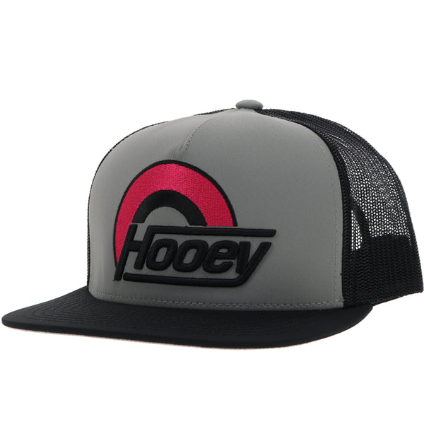 grey and black Suds hat with red and black Hooey logo