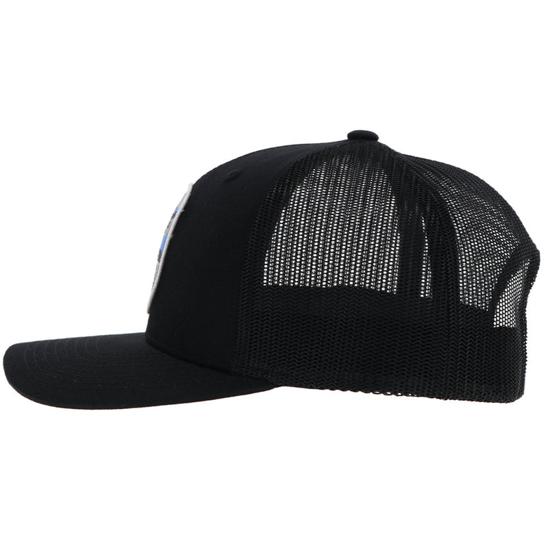 left side of black on black Cheyenne hat