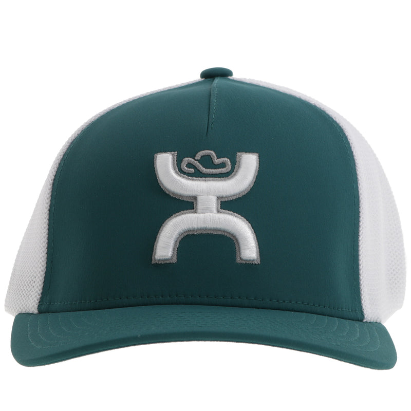 front of green and white hooey hat