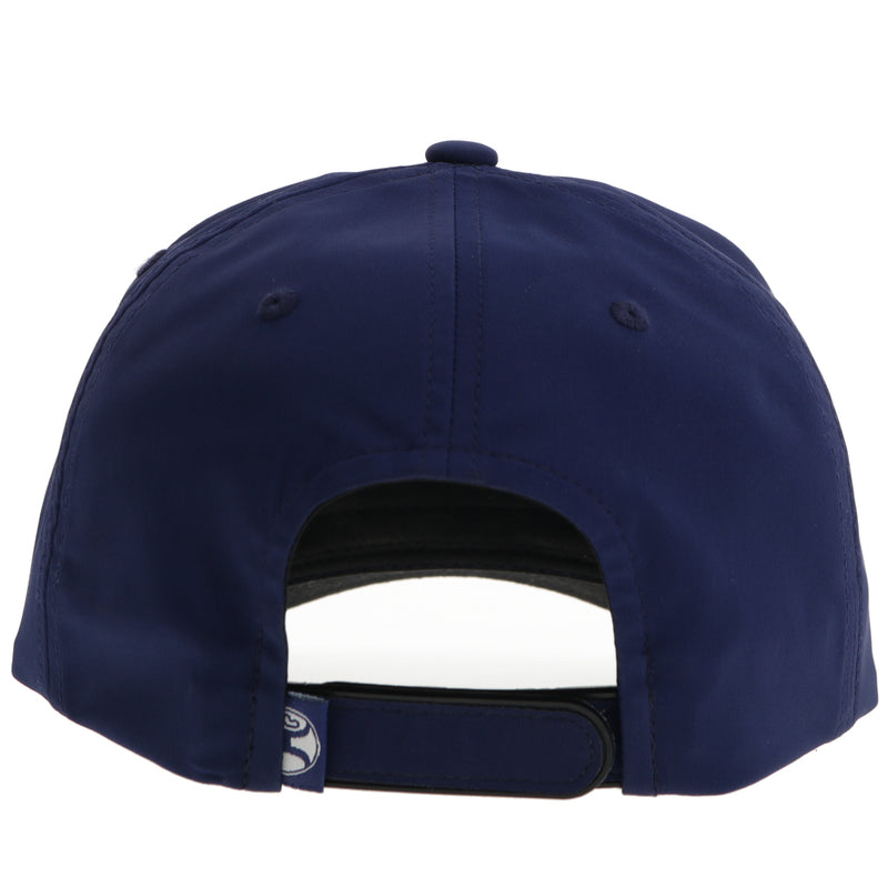 the back of the navy blue Hooey Western Original hat