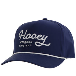 Navy Blue Hooey Western Original hat with white logo stitching and rope detail