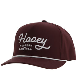 maroon hooey hat with white rope detail and stitiching