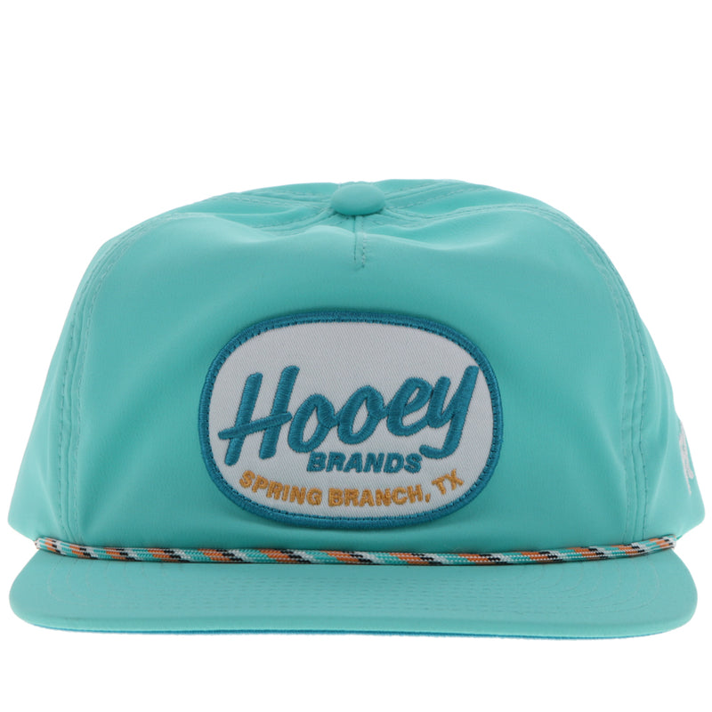 front of all blue Hooey local hat with orange and blue rope detail