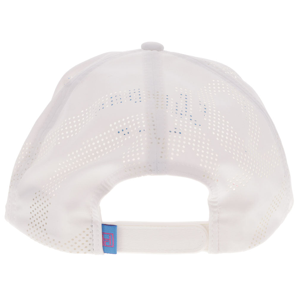 "Cowboy Golf" Hat White & Pink w/ Blue Stitching