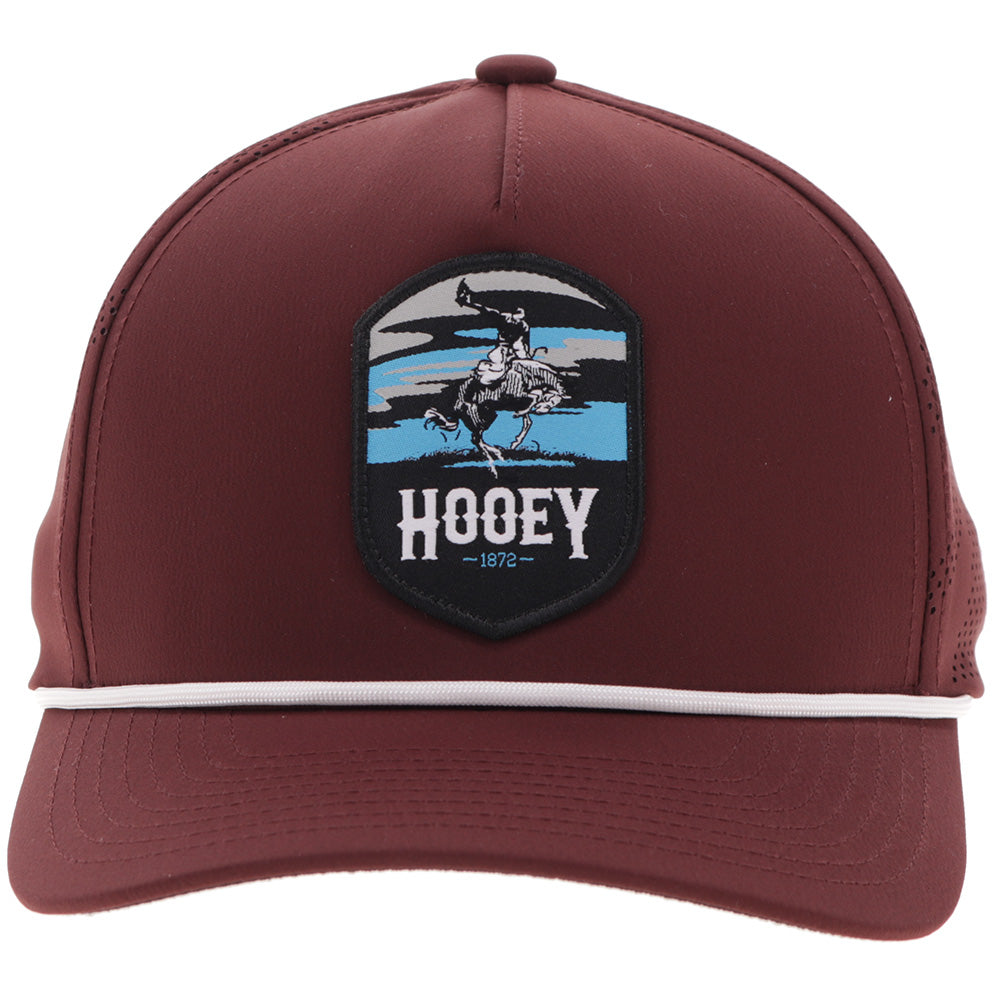 "Cheyenne" Hooey Hat Maroon w/Blue/Grey/Black Patch