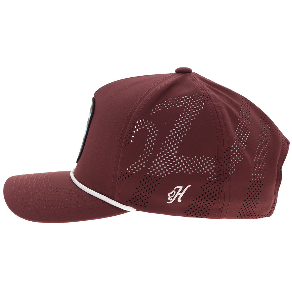 "Cheyenne" Hooey Hat Maroon w/Blue/Grey/Black Patch