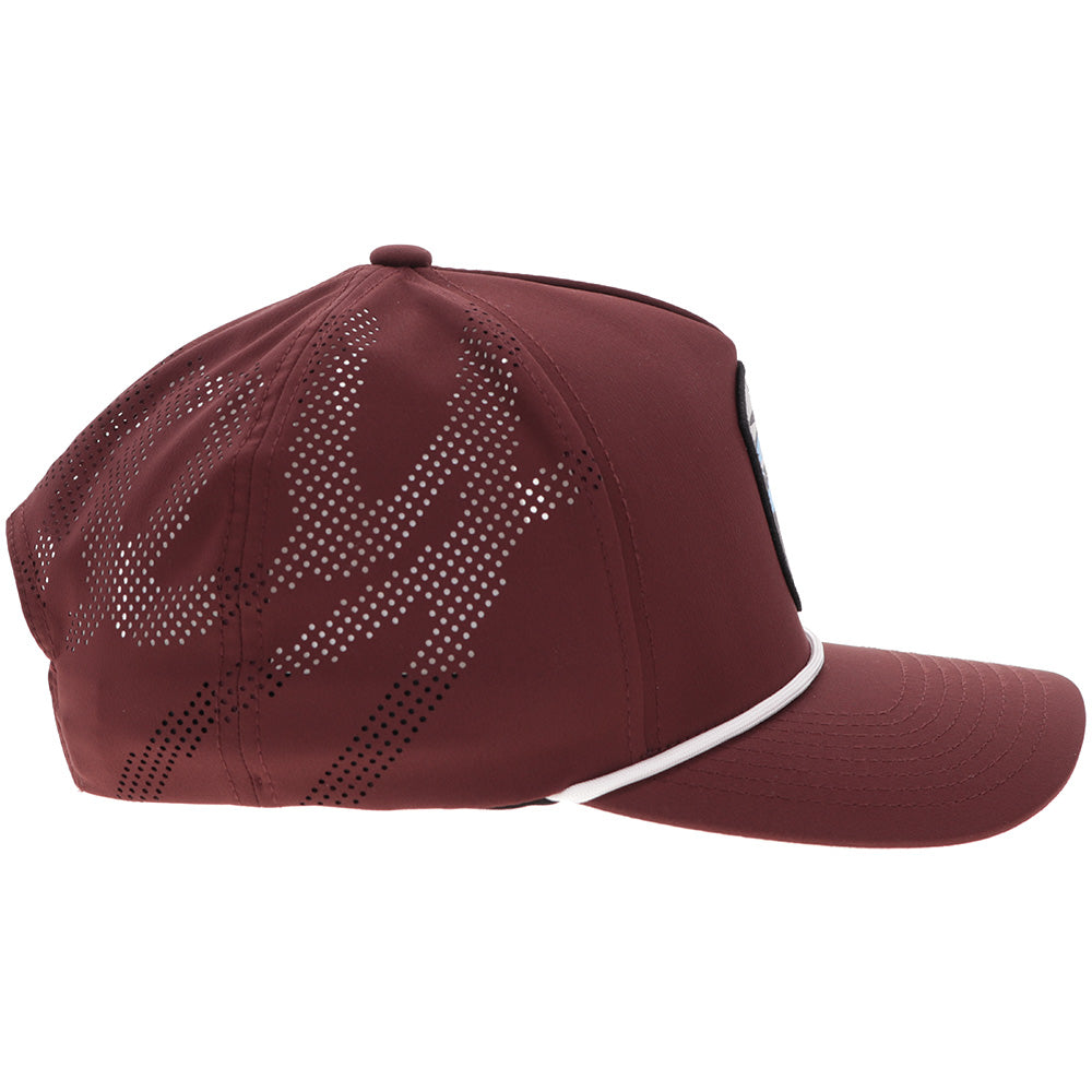 "Cheyenne" Hooey Hat Maroon w/Blue/Grey/Black Patch