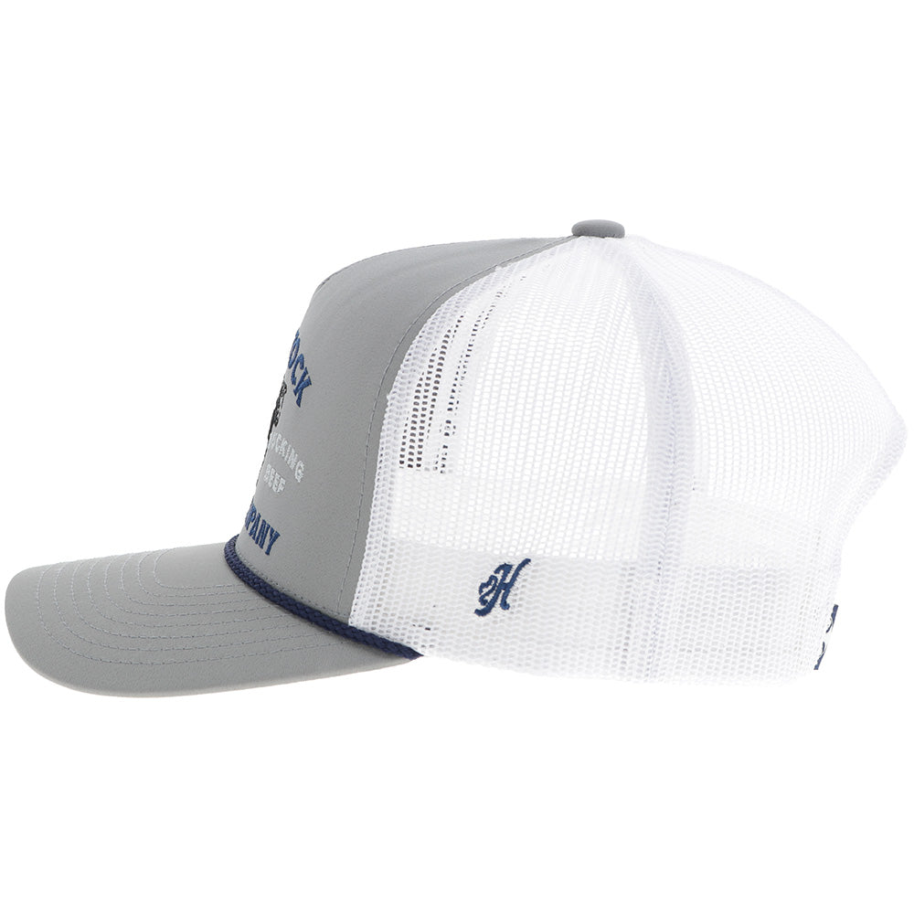 "Rank Stock" Hat Grey/White w/Blue & Black Stitching