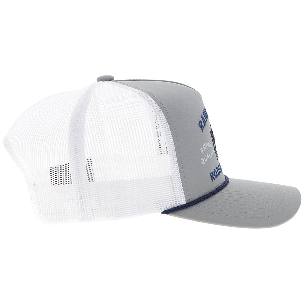 "Rank Stock" Hat Grey/White w/Blue & Black Stitching
