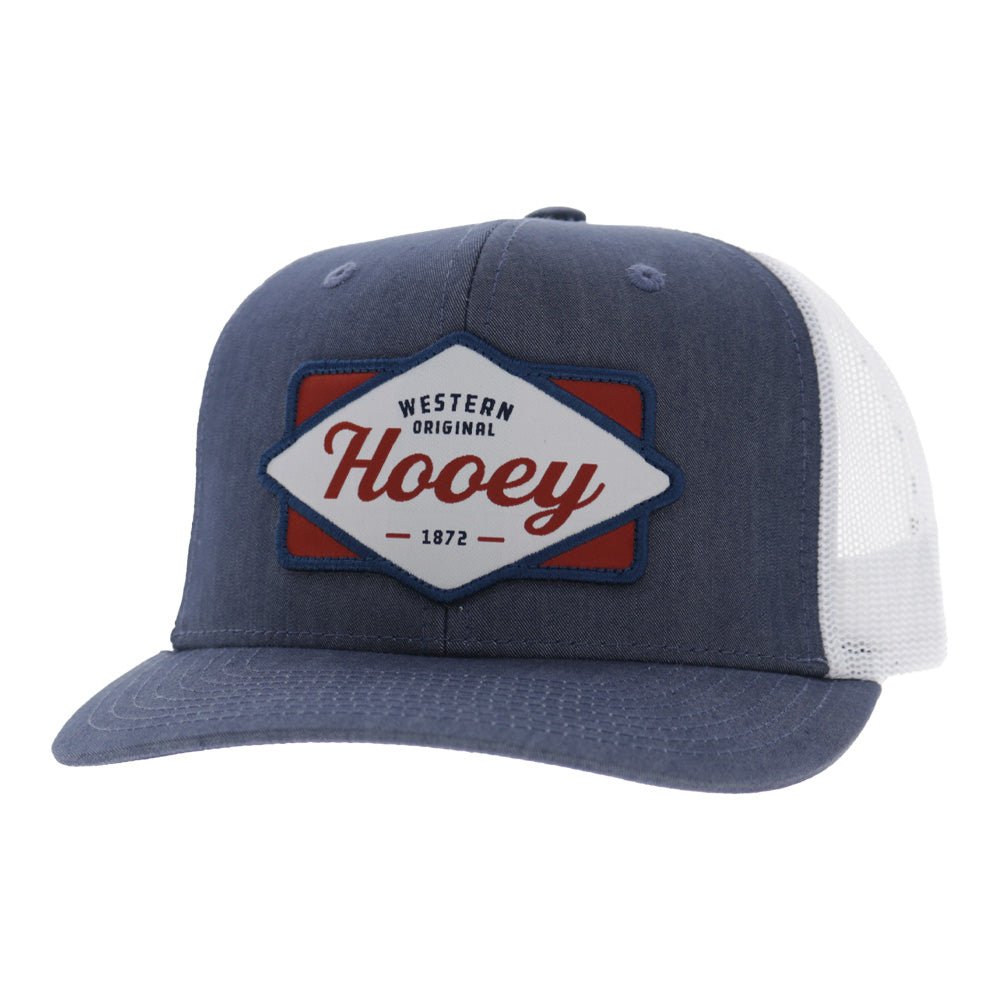 Diamond 6-Panel Trucker Snapback Hat Denim/White