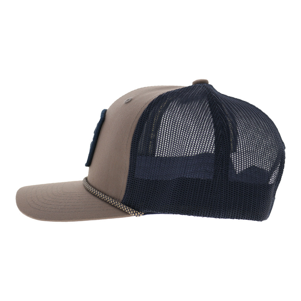 Zenith 6-Panel Trucker Snapback Hat Tan/Navy