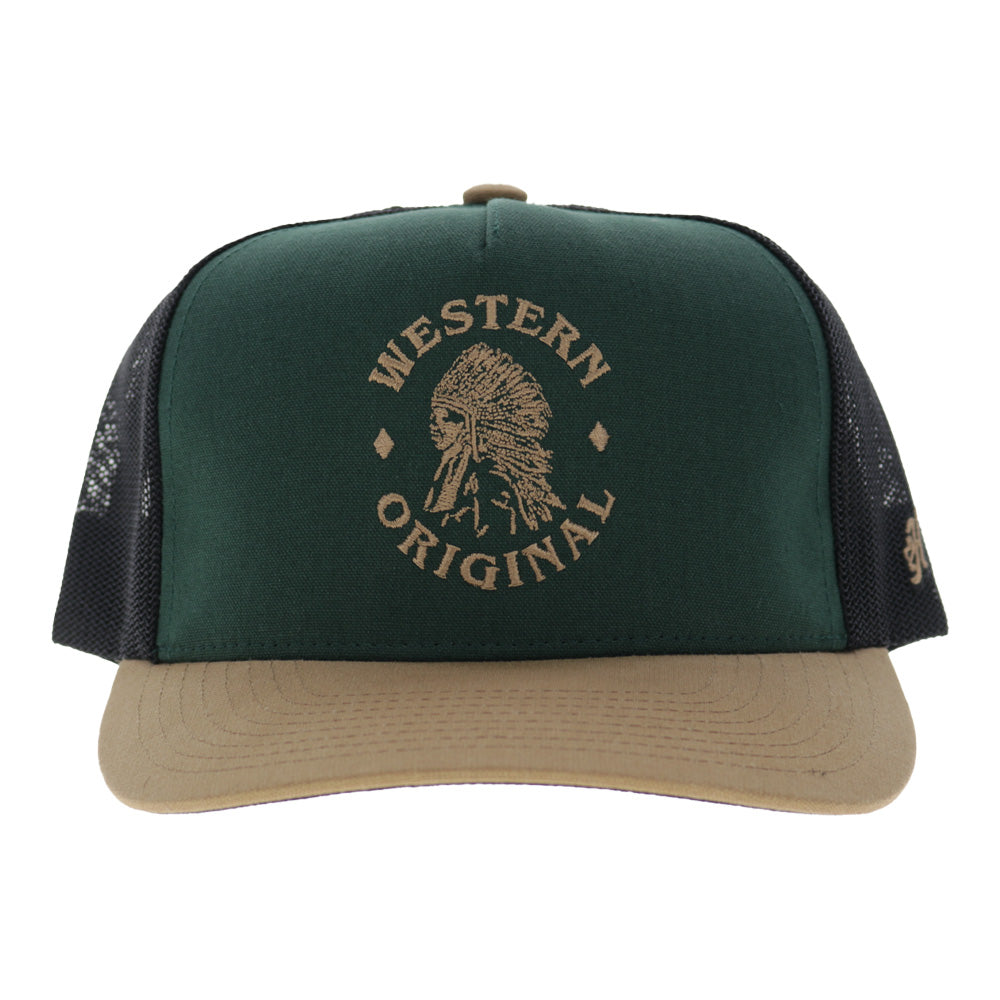 Quanah 5-Panel Trucker Snapback Hat Green/Black