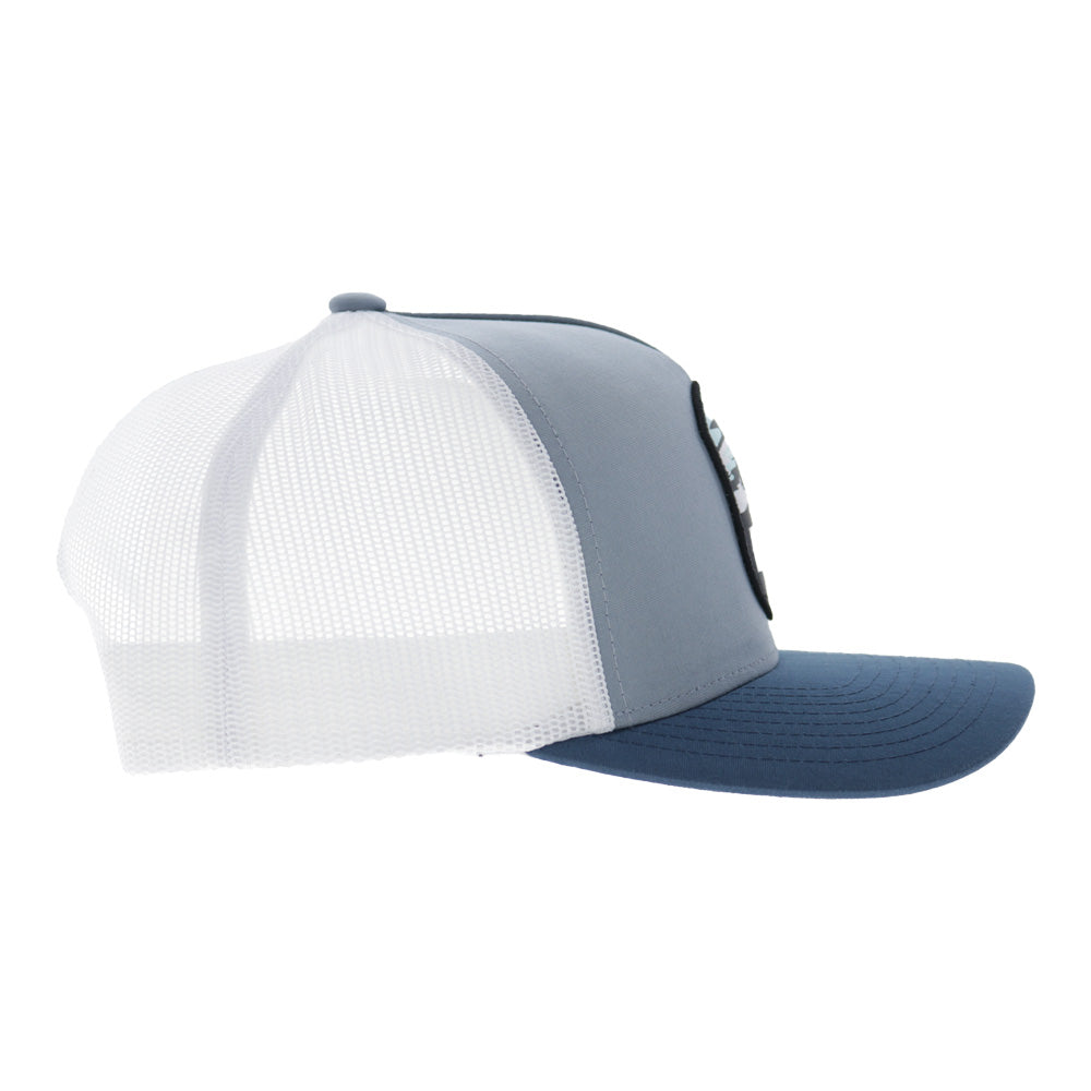 Cheyenne 5-Panel Trucker Snapback Hat Blue/White