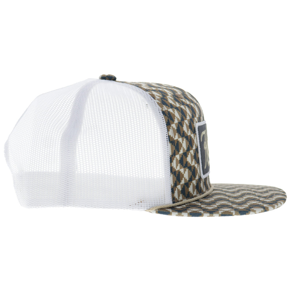 Lakota 6-Panel Trucker Snapback Hat Tan/White