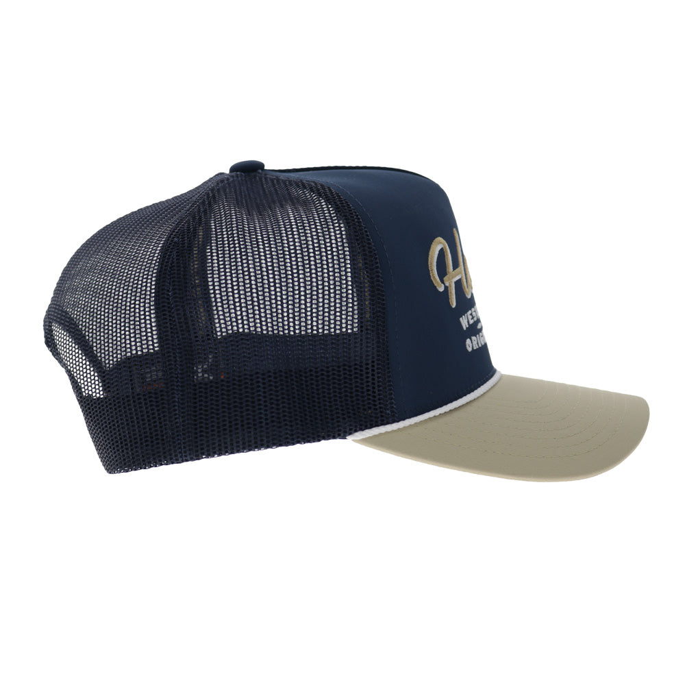 OG 5-Panel Trucker Snapback Hat Navy/Tan