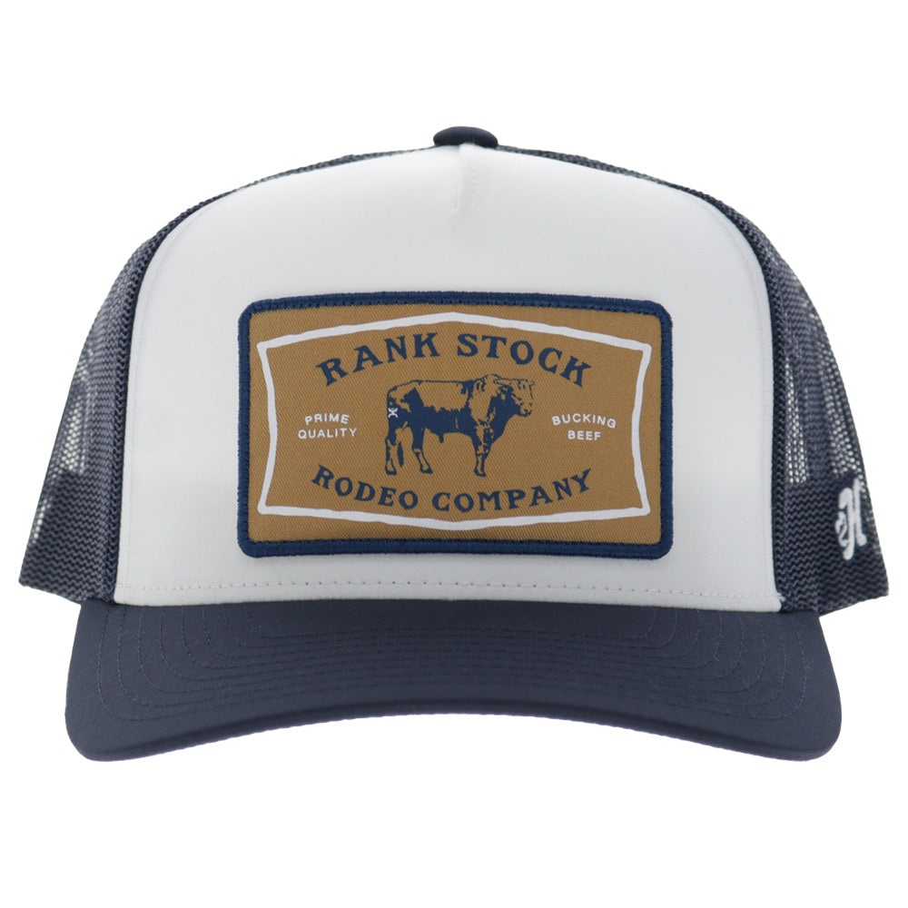 Rank Stock 5-Panel Trucker Snapback Hat White/Navy