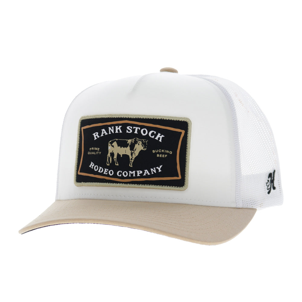 Rank Stock 5-Panel Trucker Snapback Hat White/Tan