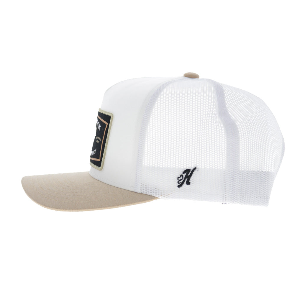 Rank Stock 5-Panel Trucker Snapback Hat White/Tan