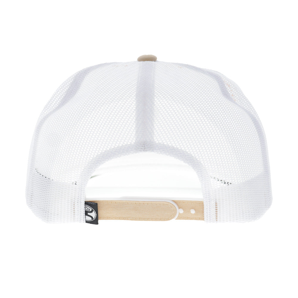 Rank Stock 5-Panel Trucker Snapback Hat White/Tan