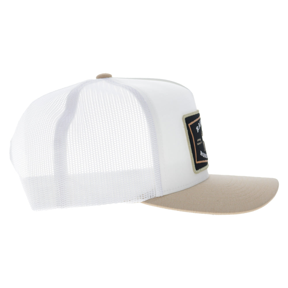 Rank Stock 5-Panel Trucker Snapback Hat White/Tan