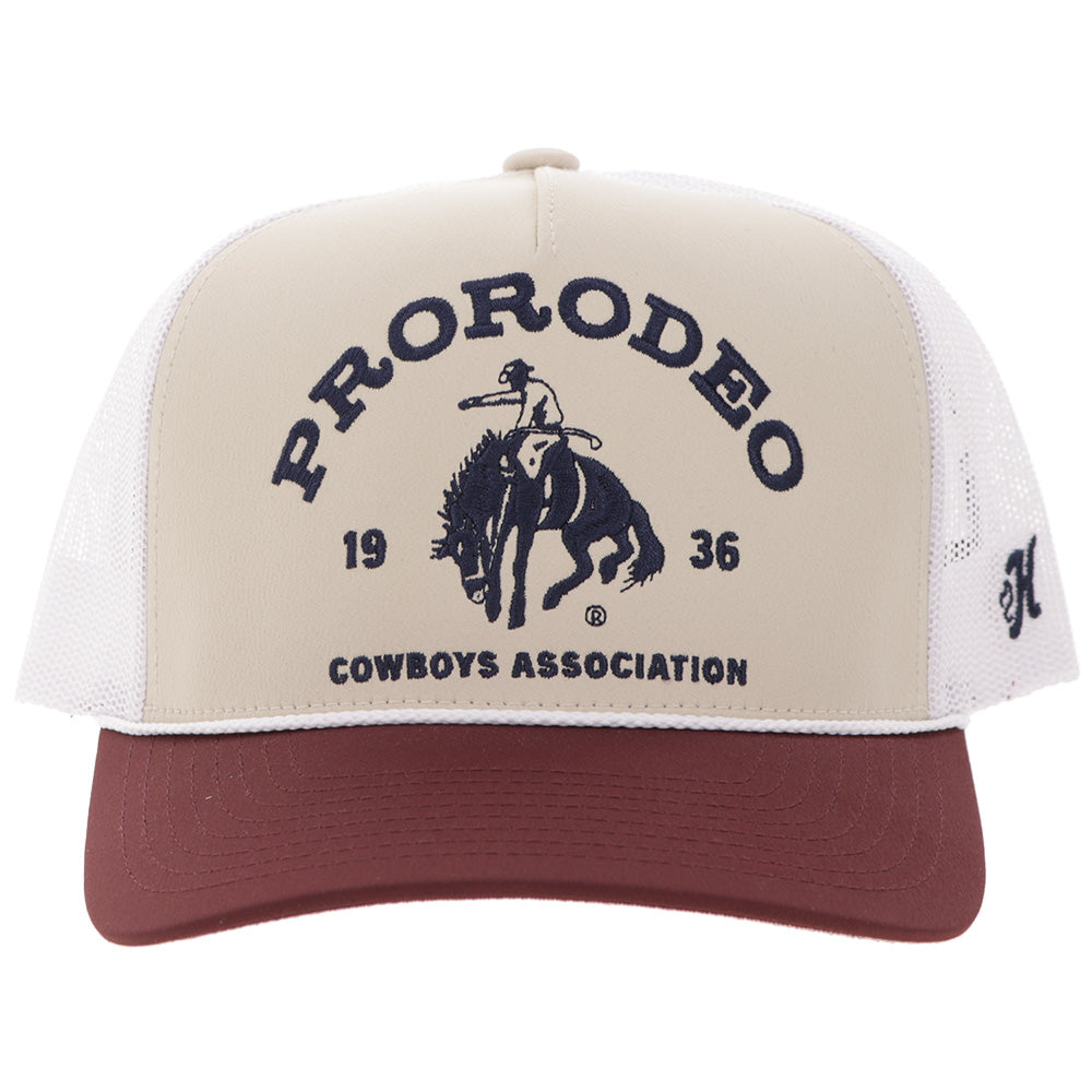 Prorodeo Hat Tan/White w/Blue Logo