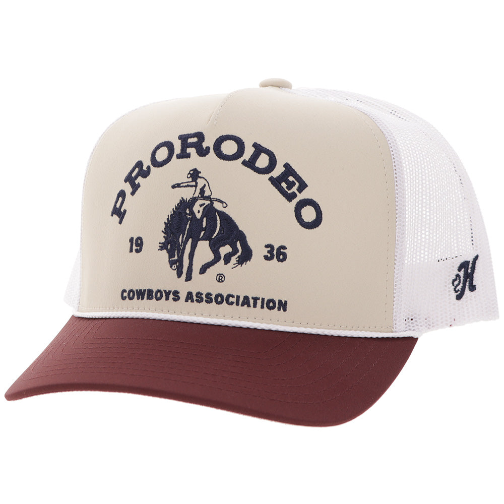 Prorodeo Hat Tan/White w/Blue Logo