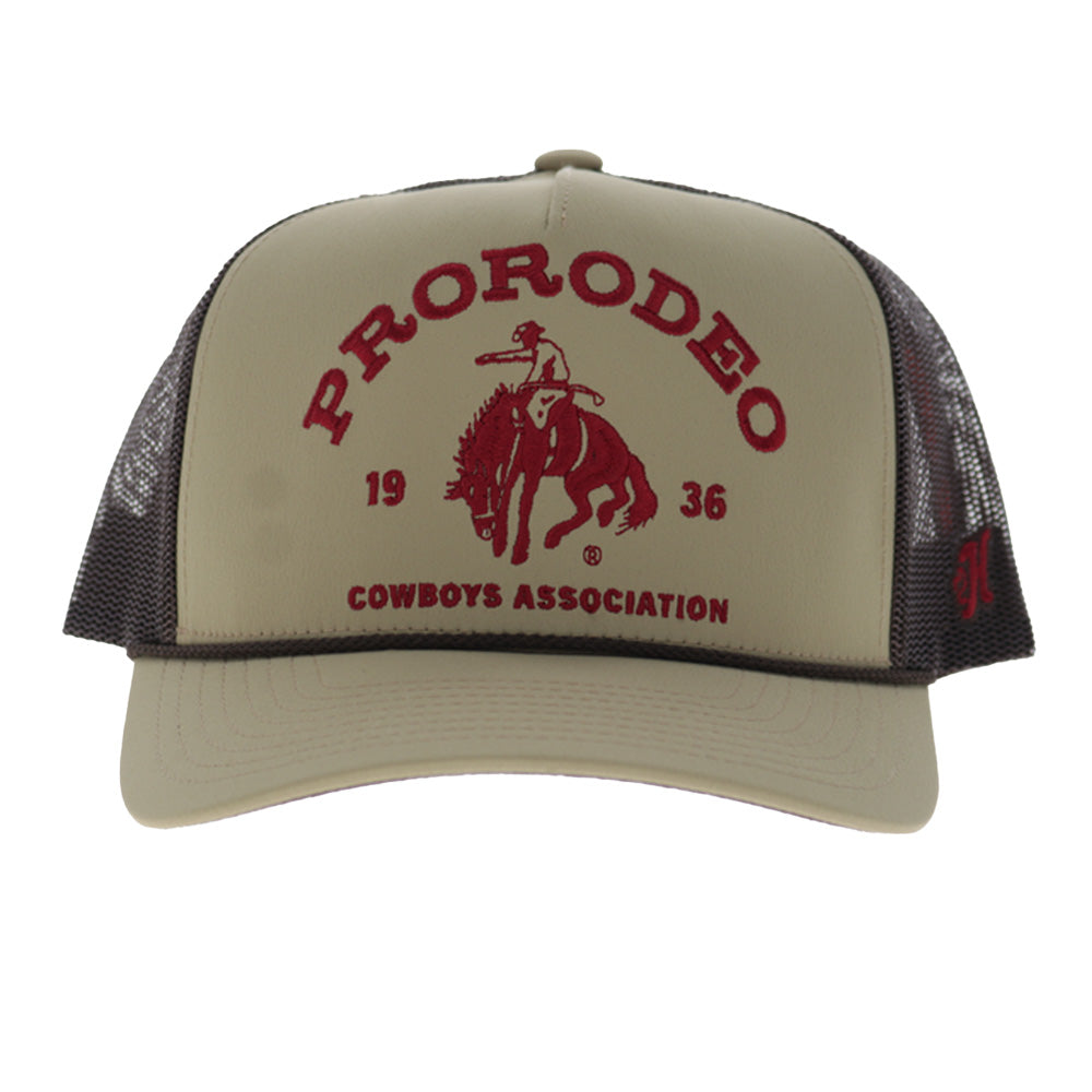 Prorodeo 5-Panel Trucker Snapback Hat Tan/Brown