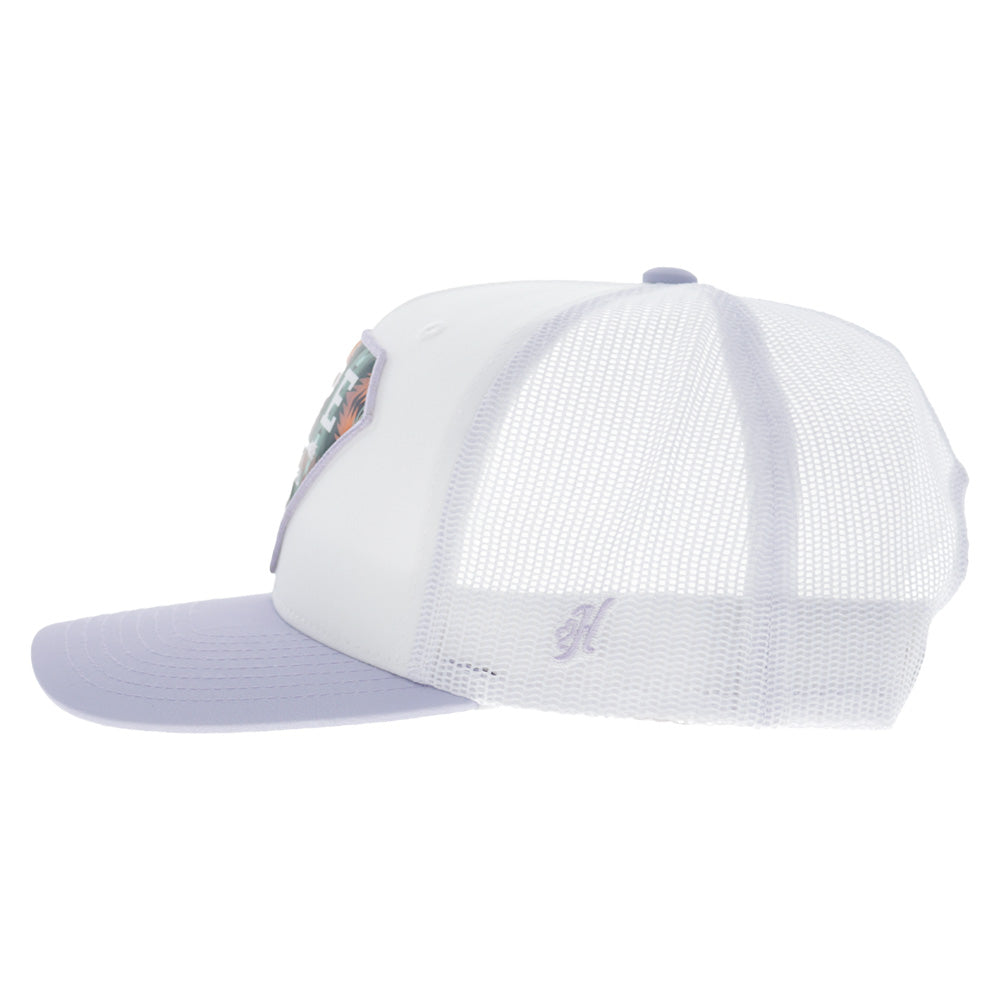 Rope Like A Girl 6-Panel Trucker Snapback Hat White/Purple