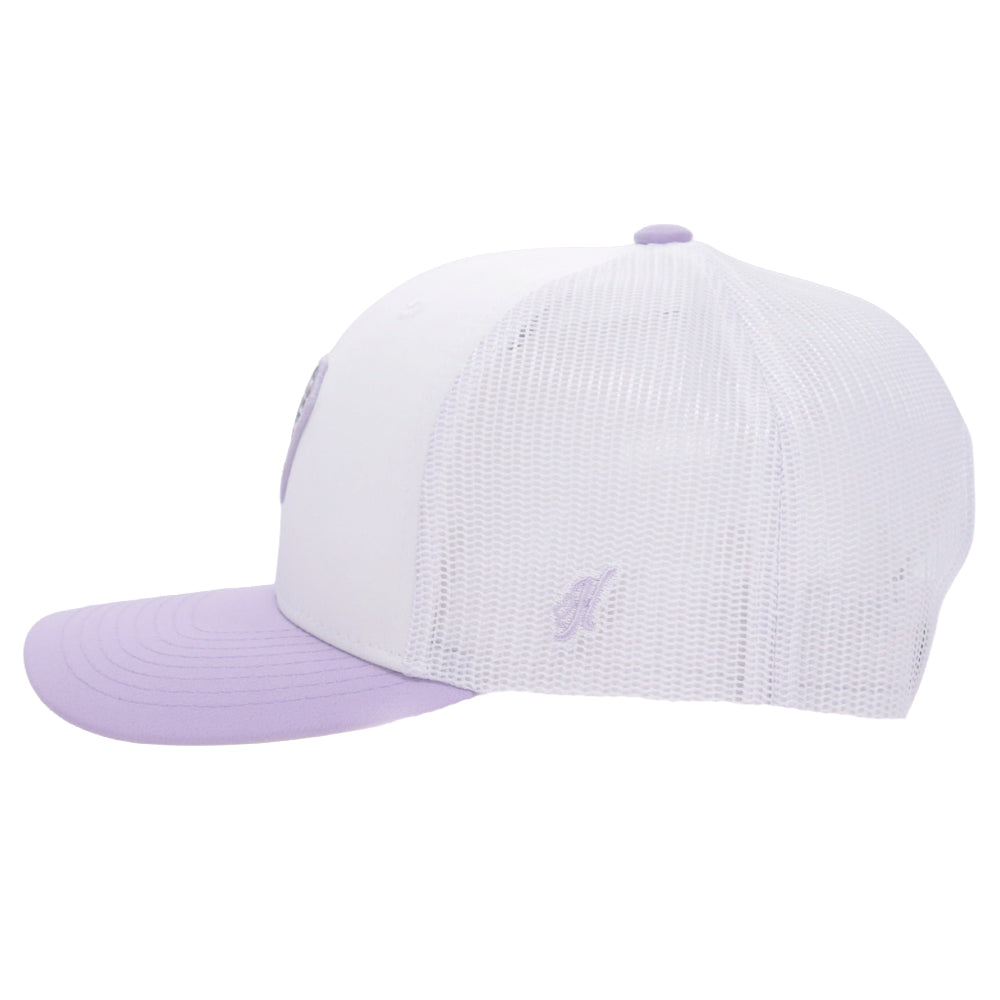Rope Like A Girl 6-Panel Trucker Snapback Hat White/Purple