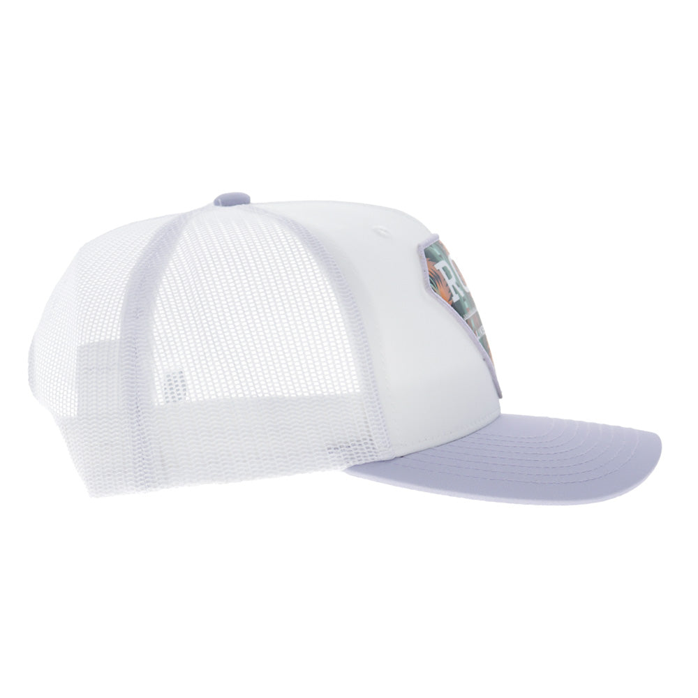 Rope Like A Girl 6-Panel Trucker Snapback Hat White/Purple