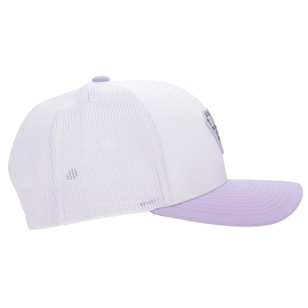 Rope Like A Girl 6-Panel Trucker Snapback Hat White/Purple