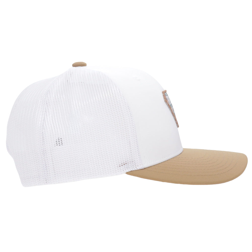 Rope Like A Girl 6-Panel Trucker Snapback Hat White/Tan
