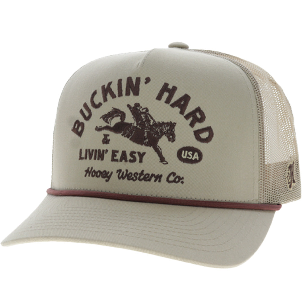 Buckin' Hard 5-Panel Trucker Snapback Hat Tan