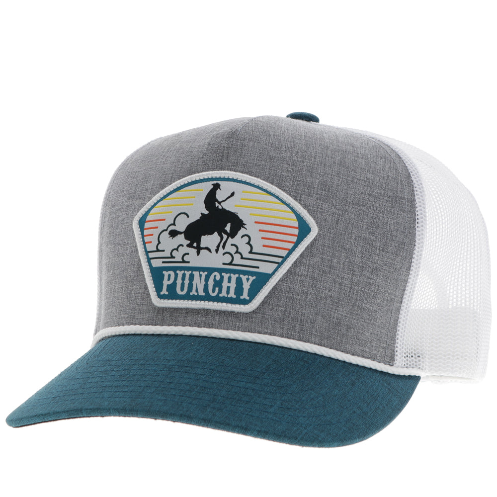 "Cavvy" Hat Grey/White w/Orange/Teal & White Patch