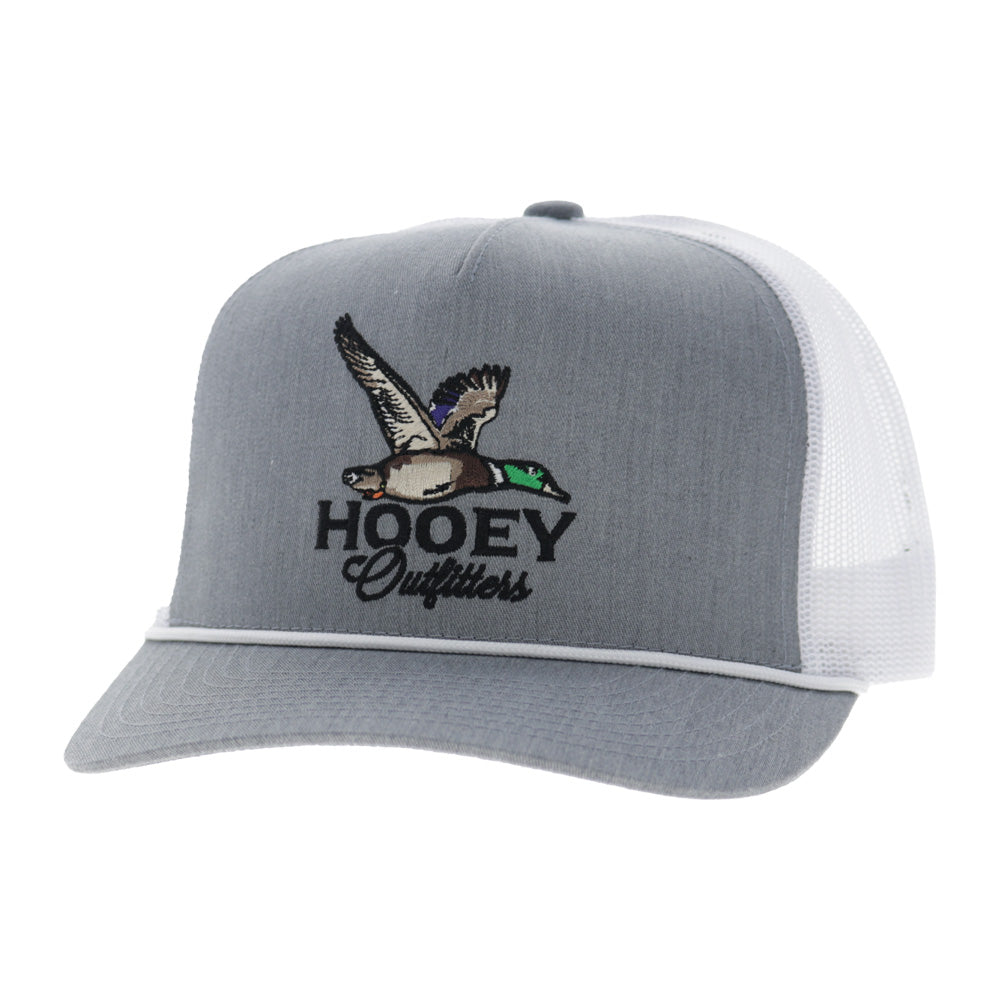 Mallard 5-Panel Trucker Snapback Hooey Hat Grey/White