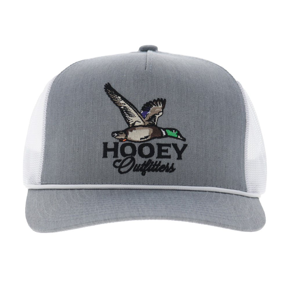 Mallard 5-Panel Trucker Snapback Hooey Hat Grey/White