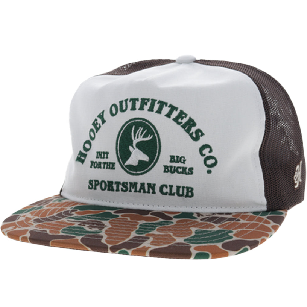 Sportsman 5-Panel Trucker Snapback Hat White/Brown