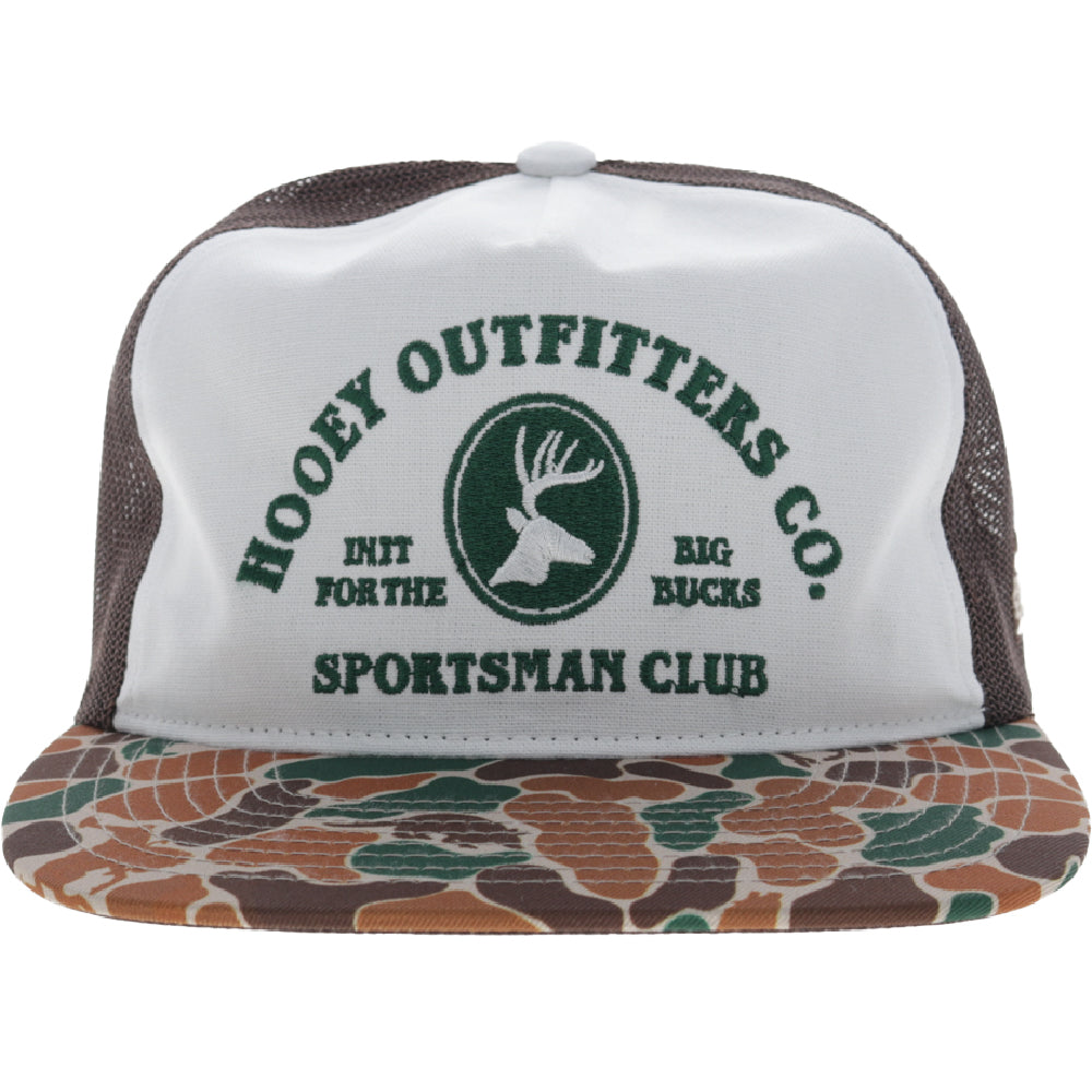 Sportsman 5-Panel Trucker Snapback Hat White/Brown