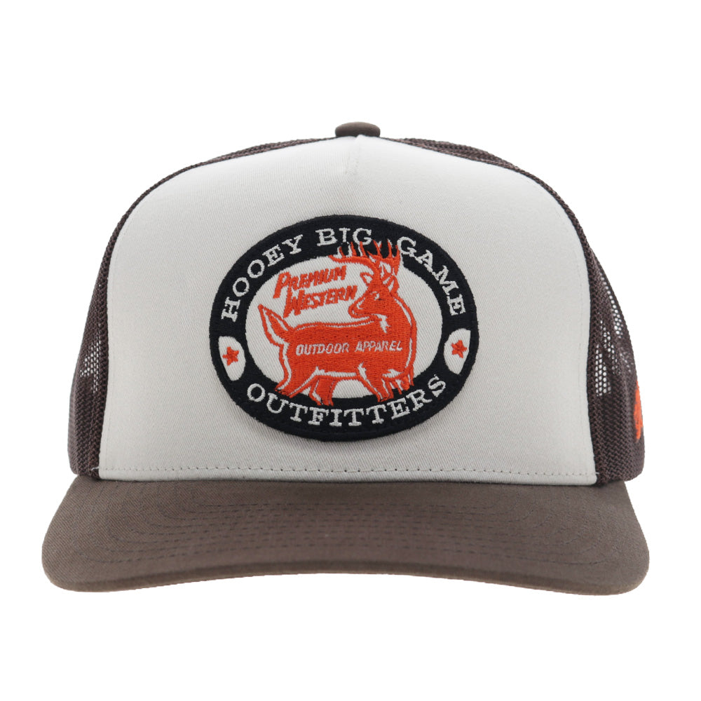 Big Game 5-Panel Trucker Snapback Hat Cream/Brown