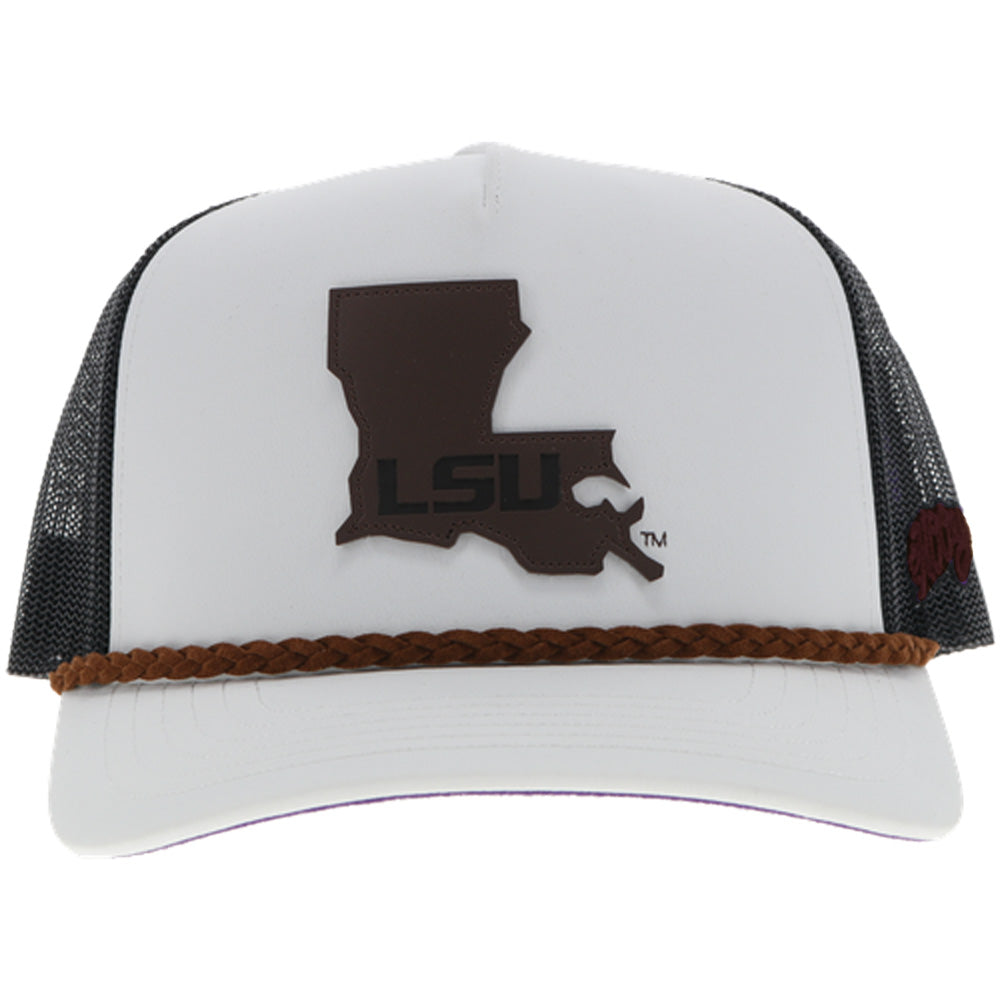 "Louisiana State University" Hat White/Black w/ Brown Patch