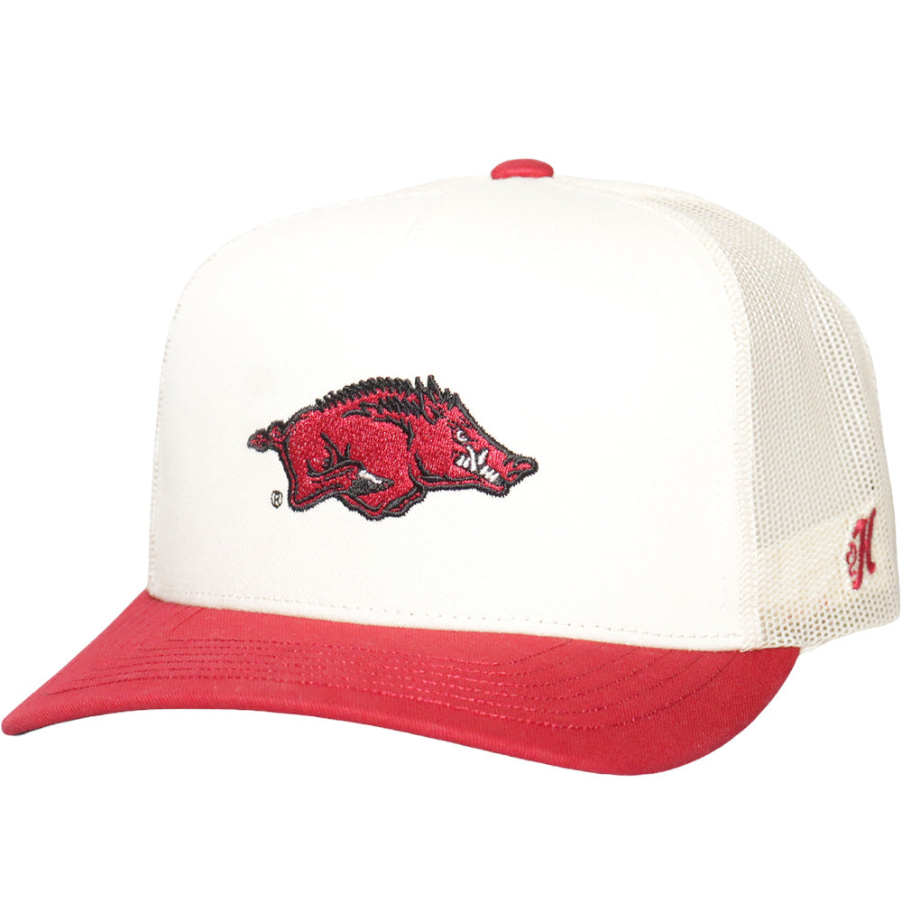 University Of Arkansas 5-Panel Trucker Snapback Hat Cream/Black