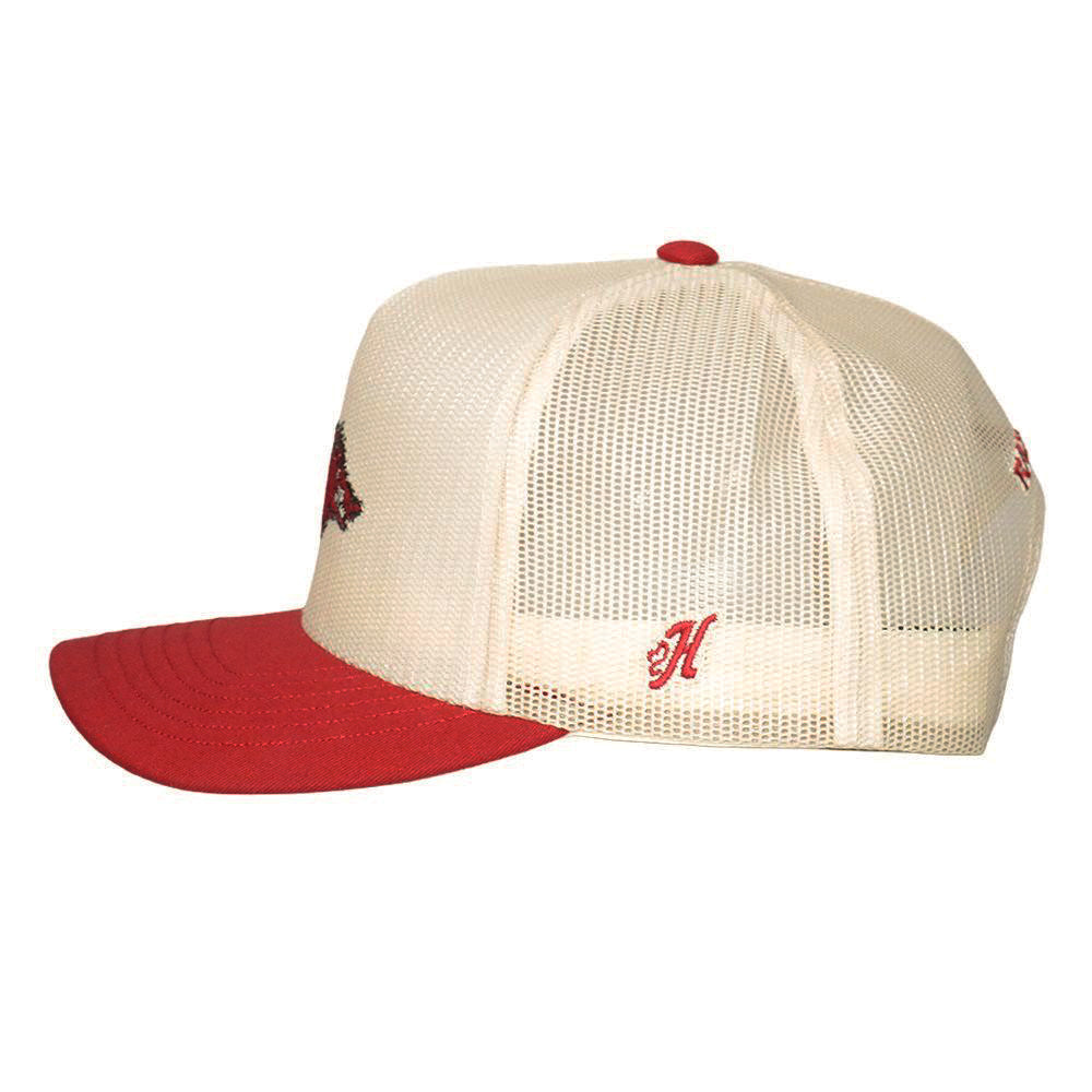 University Of Arkansas 5-Panel Trucker Snapback Hat Cream/Black