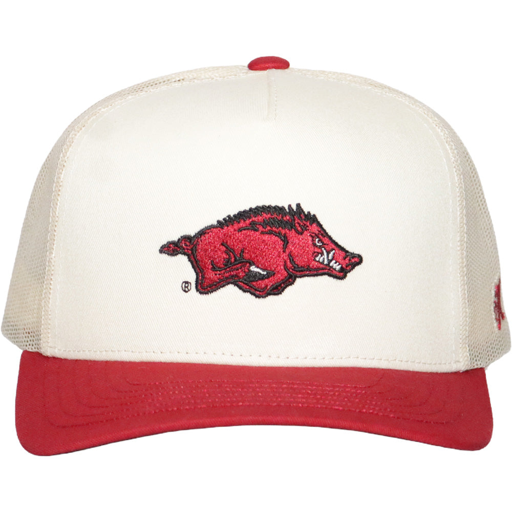 University Of Arkansas 5-Panel Trucker Snapback Hat Cream/Black
