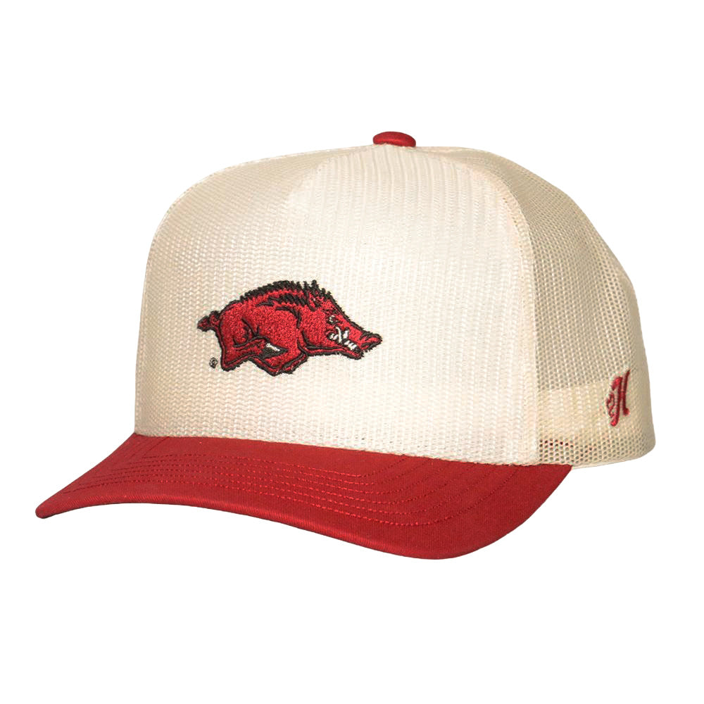 University Of Arkansas 5-Panel Trucker Snapback Hat Cream/Black