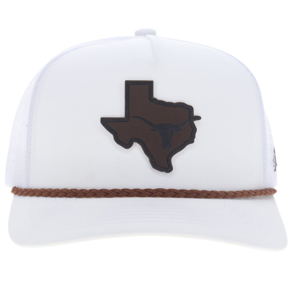 University Of Texas 5-Panel Trucker Snapback Hat White w/Texas Leather Patch