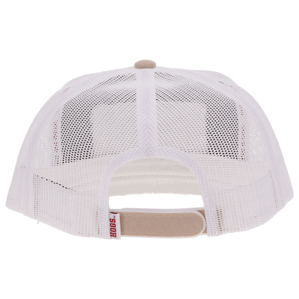 "University Of Arkansas" Hat Tan & White w/ Rectangle Patch
