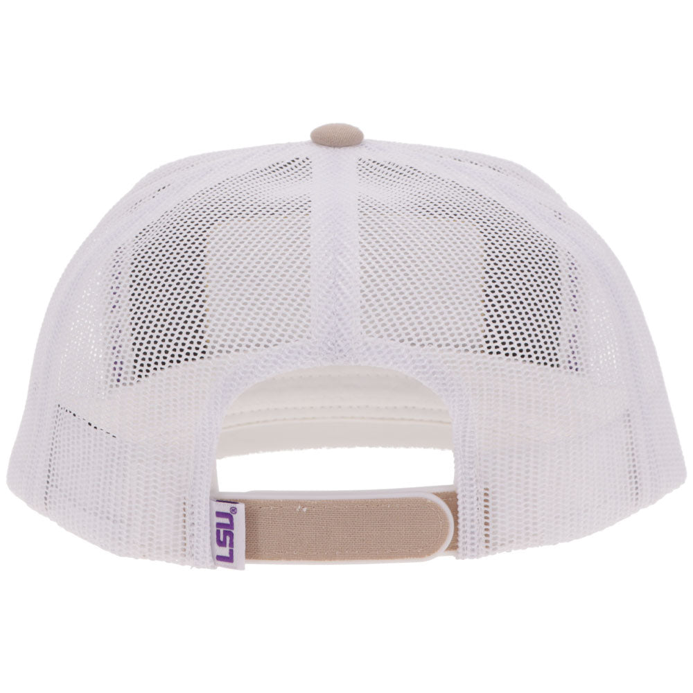 "Louisiana State University" Hat Tan/White w/Rectangle Patch
