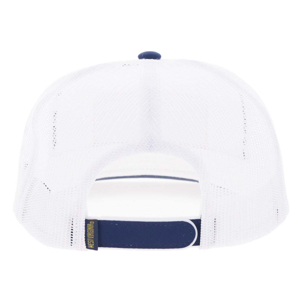 West Virginia University Hat White w/ Navy & Yellow Patch