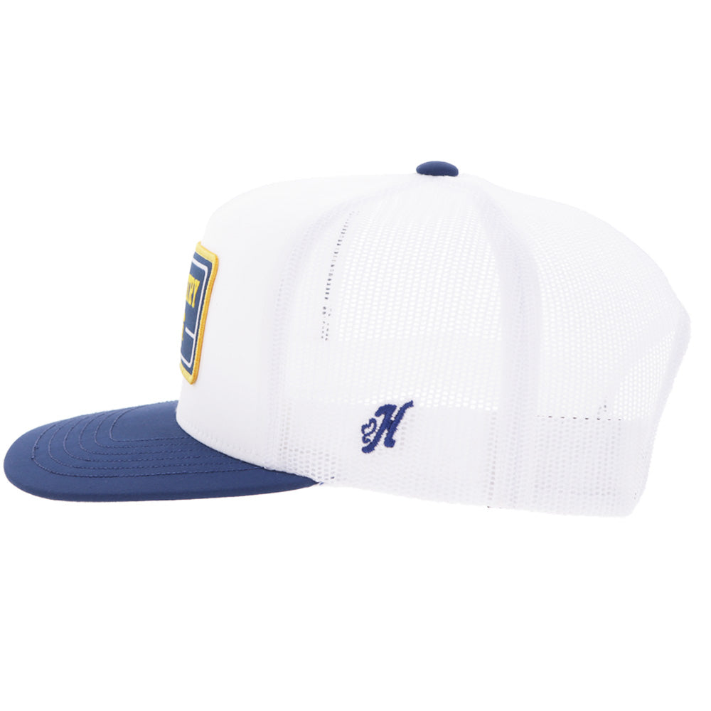 West Virginia University Hat White w/ Navy & Yellow Patch