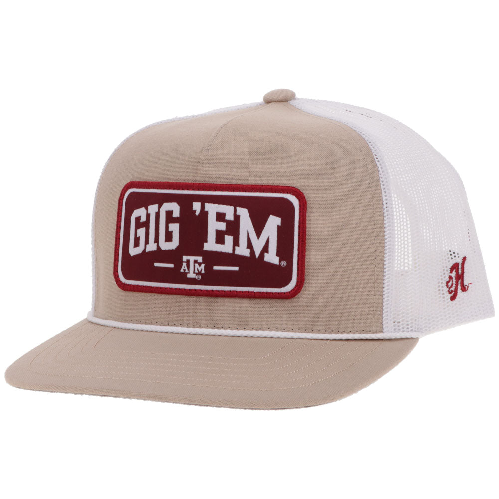 Texas A&M Hat Tan/White w/ Rectangle Patch